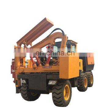 hydraulic six wheel  ramming piling and pile driver guardrail fixing machine ramming piling machine