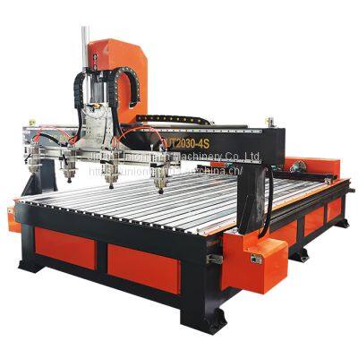 UnionTech 3kw Spindle 3 Axis CNC Cutting Carving Milling Machine 2030 Wood CNC Router With 4 Heads