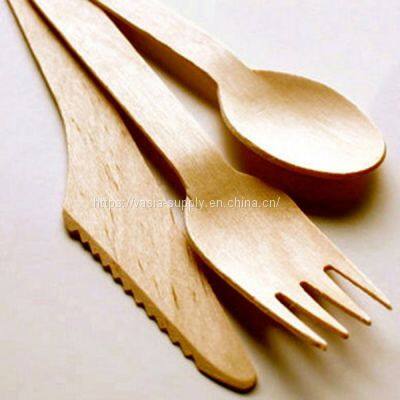Sturdy Biodegradable Wooden Disposable Cutlery Wooden Cutlery Set Wooden Forks Wooden Knives Wooden Spoons photo-4