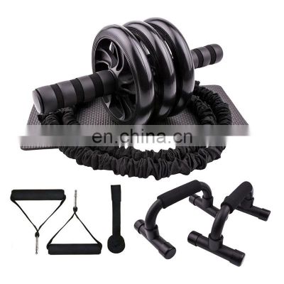 Adult Strength Core Muscle Training Abdominal Wheel roller Set Push Up Bar With Door Anchor Non Slip Handle