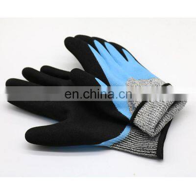 100% Waterpoof Thermal Fleece Lined Insulated Nitrile Coated Winter Warm Cold Resistant Grip Work Glove for Freezer Garden