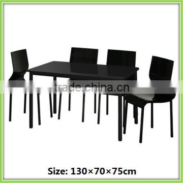 Modern Design Black High Gloss MDF Board Dining Table Set