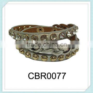 china wholesale PU braided rhinestone bangles