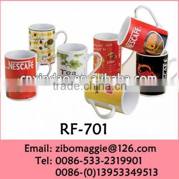 Not Double Wall Porcelain Promotional Mug with U Shape for Tall Soup Mug