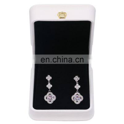 Wholesale Custom Logo White Pu Leather Plastic Packaging Box Suede Ring Necklace Bracelet Jewellery Box