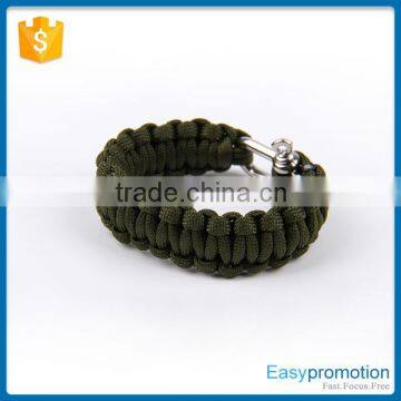 Outdoor camping survival paracord bracelets/survival bracelet with adjustable u shackle wholesale