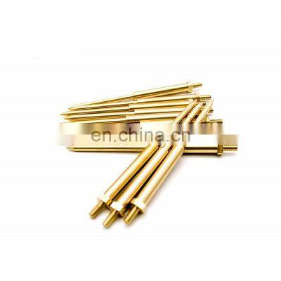 Dongguan manufactured high quality CNC lathe machined Custom Copper Contact Pin with gold plating