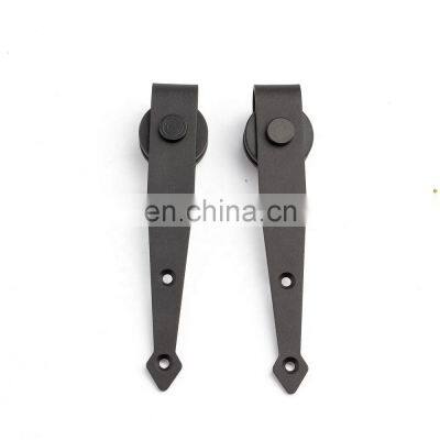 Sliding Rail Steel Heart Shaped Retro Roller Hangers Sliding Single Wood Barn Door Hardware Closet Kit photo-4