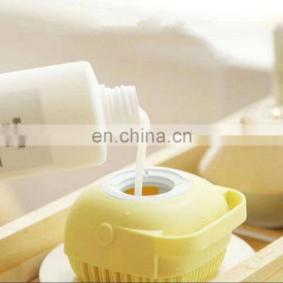 Soft Silicone Bath Brush for Baby Shower Brush Liquid Dispenser Shampoo Brush
