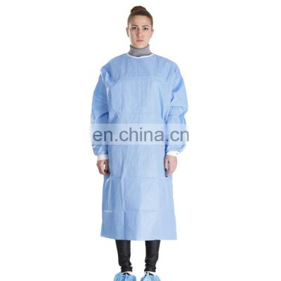 Disposable PPE Blue Isolation Gown With Knitted Cuff