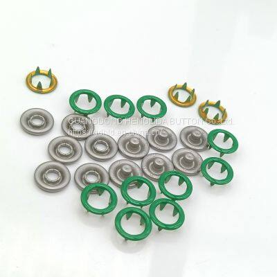 HLD factory wholesale green color BRASS&SS 16L 18L Cap Prong snap button for clothes