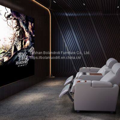 Private Villa Audio-visual Room Leather Electric Sofa Home Theater Electric Multi-functional Sofa Combination photo-4