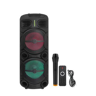 ZQS10208 super power 80W wireless 12-inch*2  bass sound customized party speaker with colorful lights