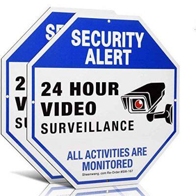 Security Camera Sign, Video Surveillance Signs Outdoor, UV Printed 40 Mil Rust Free Aluminum