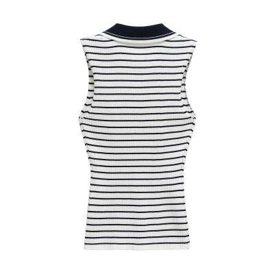 2025 Summer New Fashion Sleeveless Polo Collar Sports Style Ribbed Polo Shirt