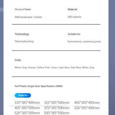 Multi-Purpose Full Plastic Single Door Locker 310*385*400mm for Gym & Swimming Pool ABS Locker Cabinet- Assembled Structure, Easy Installation photo-5