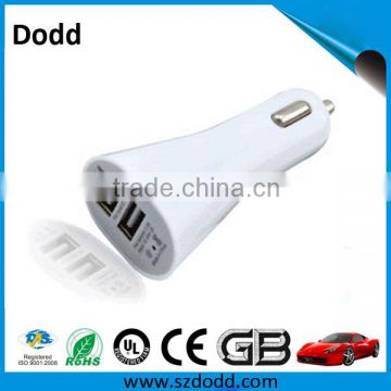 2015 new design ABS dual port usb car charger portable mobile phone car charger 5V/1A 5V/ 2.1A