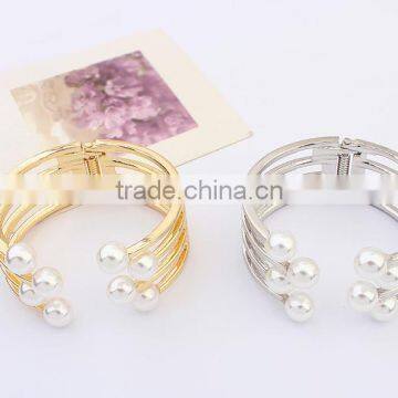 Wholesales Bracelet Opening Wide Wire Pearls Cuff Bangle Bracelet Exaggerate Pearl Jewelry photo-3