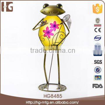 Specialized style cute frog craft metal 24x14x53CMH HG8485 cheap garden decor with high quality