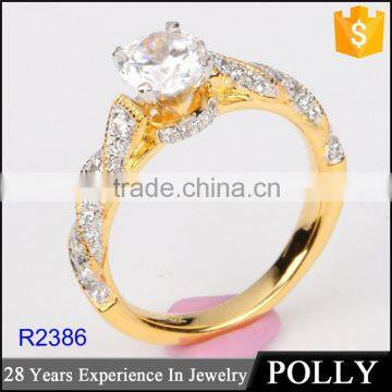 2016 Latest Design 18k Gold Plated 925 Silver Diamond Ring Wholesale photo-3