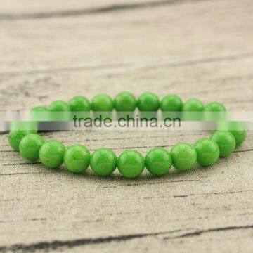 BRG1160 natural round bead green dyed jade stone bracelet genuine semi precious jade bead bracelet