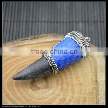 LFD-0051P ~ Wholesale New Style Mixed Color Snakeskin Ox Horn Pave Rhinestone Crystal Charms Necklace Pendant Jewelry photo-4