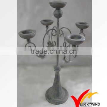 French retro vintage gery metal candelabra