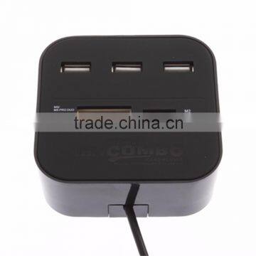 All in One Multi-card Card Reader with 3 ports USB 2.0 hub Combo for MMC/M2/MS Wholesale