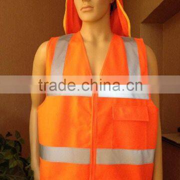 Orange Safety Vest With Pockets and Zipper