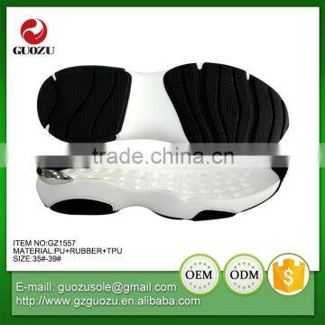 Lady sports shoe type sole rubber and pu sports shoes sole