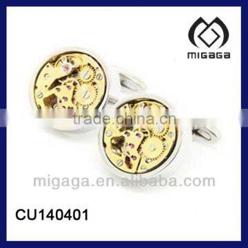 GOL PLATED CUFFLINKS NEW DESIGN FASHION WATCH MOVEMENT CUFFLINKS FOR MEN/MENS FASHIONAL MOVEMENT CUFFLINKS