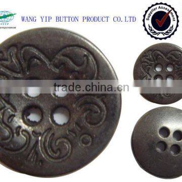 18mm 4 holes gunmetal engraved button