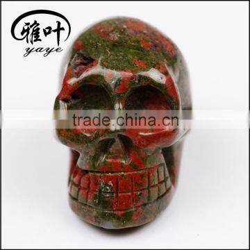 Wholesale 2inch Natural Unakite Stone Hand Carving Skull photo-2