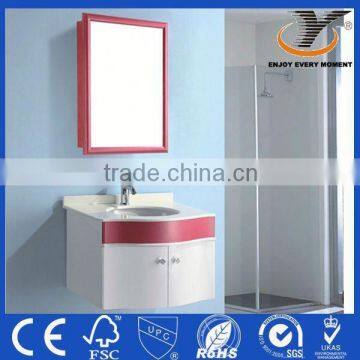 Waterproof PVC wall mount modern bathroom cabinet with single sink