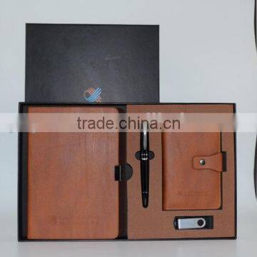 PU Leather Notebook USB Flash Drive Ball Pen Office Stationery Gift Set photo-2