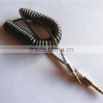 high quality DC3.5MM to DC3.5mm spiral metal transparent cable