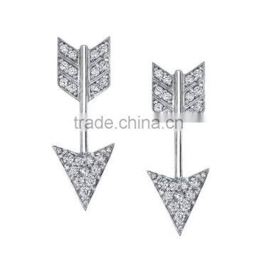 Rhodium plated fashion costume cz earrings