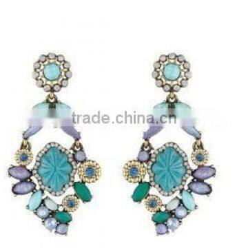teenage fashion jewelry high quality fashion europe jewelry blue pendant costume earring