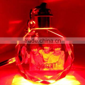 Glass Octagonal Custom Keychain / Promotion Crystal Custom Keychain