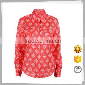 Made in China Latest Fashion Casual Print Blouse Designs