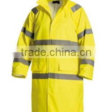 Industrial high visibility safety long raincoat