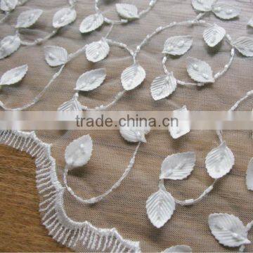 Fancy Craft Flower Fabric, Leaf Beaded Flower Lace Fabric