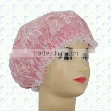 lace Pvc shower bath caps b316