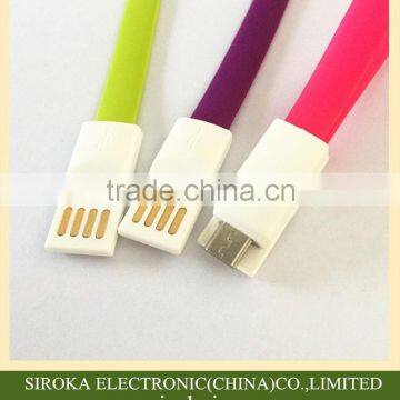 Customized colors flexible micro V8 usb data cable with magnet for data transfer and charging mobile phones