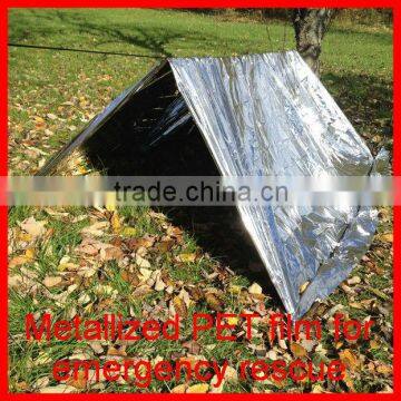 Heat barrier survival tent polyester pet film