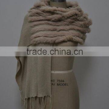 women fashion knitted real rabbit fur scarf LK16F017