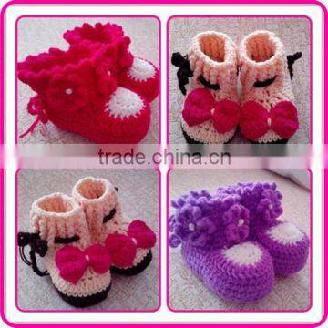 cotton yarn crochet baby girls shoes