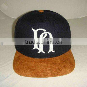 corduroy 5 panel flat brim leather strap snapback hats