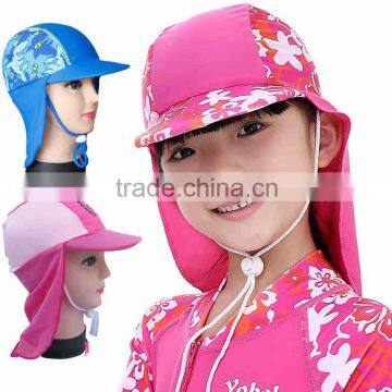 Kid's Sun protection UPF 50 Sun Hats, Ear Protection Swim Cap, Women's Sun Protective Beach Hats