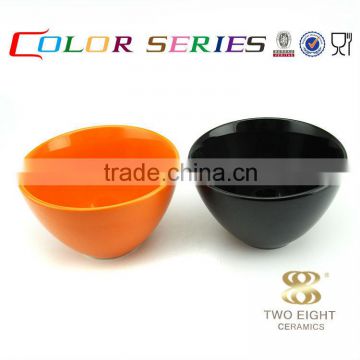 8 inch ceramic pudding soup mixing black bowl for restaurant